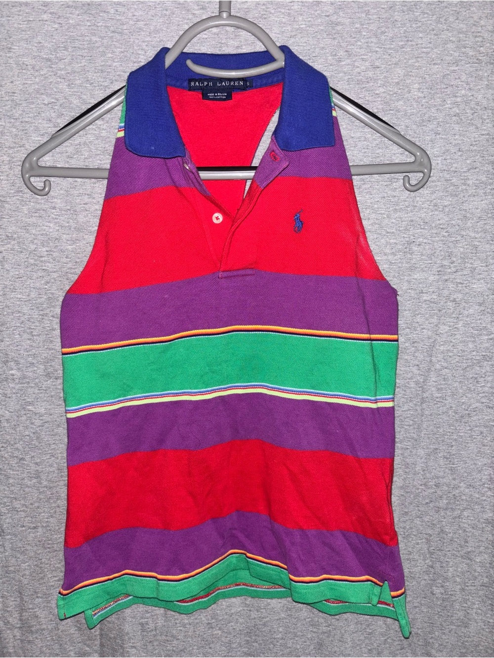 Ralph Lauren Multicolor Striped Sleeveless Polo Tank - Red, Purple, Green, Blue